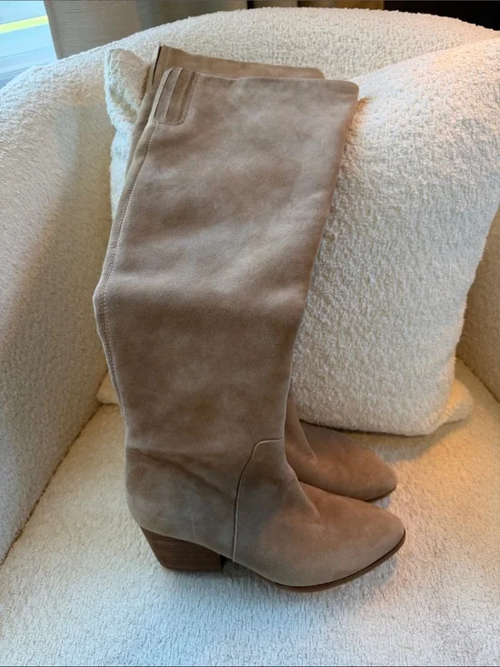 Vince Camuto Over-the-Knee Suede Boots in Taupe
