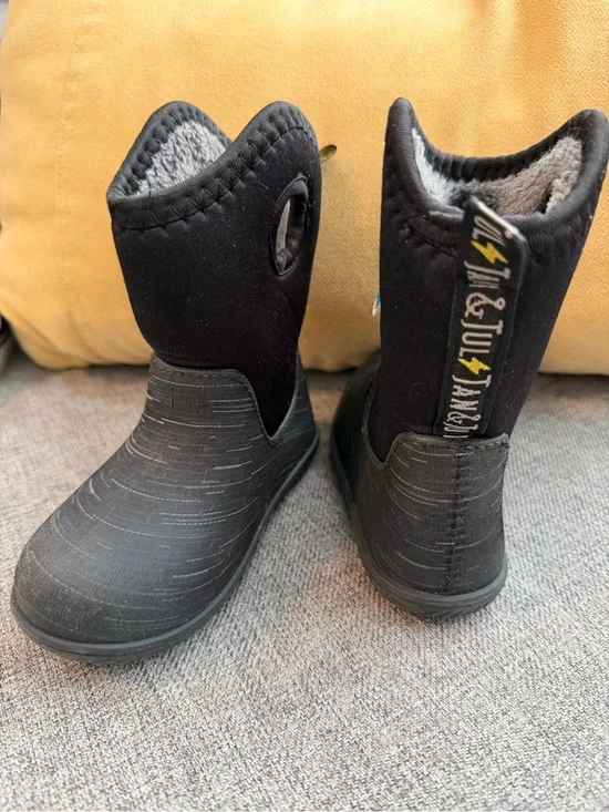 Jan & Jul Kids Black Waterproof Boots with Cozy Liner Toddler Size 8 GUC