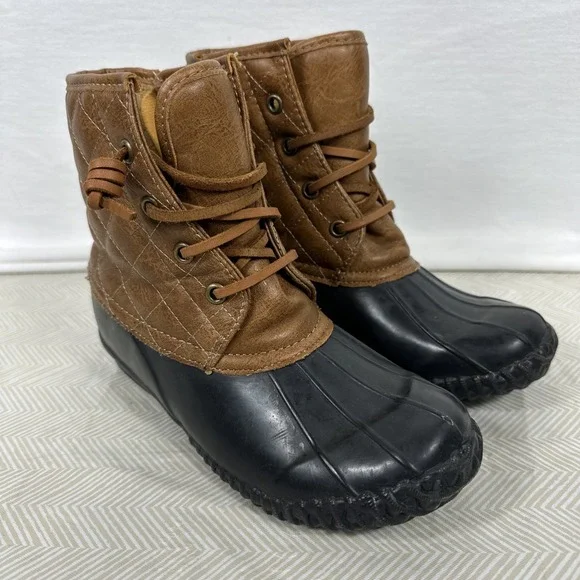 STEVIES Duck Boots Laces Zip Up Girl's Size 3 Fleece lined‎ Snow Rain shoes