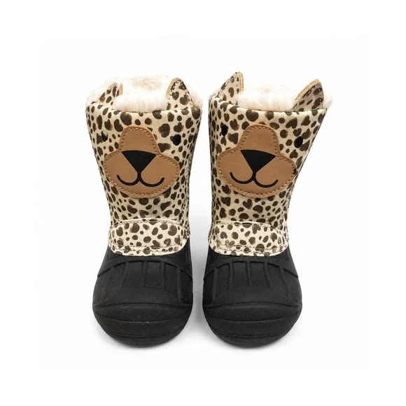Cat & Jack Waterproof Cheetah Rain/Snow Faux Fur Boots Size 5 Thermolite EcoMade