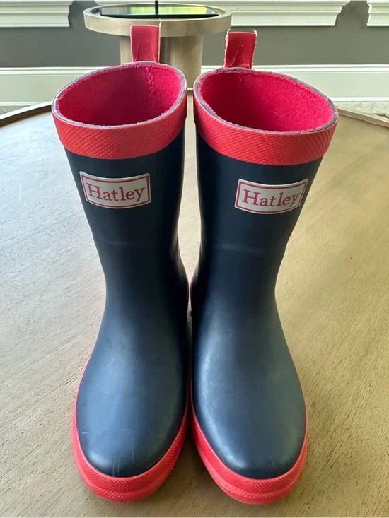 Hatley Matte Rain Boots, Size 10 Little Kid, Navy & Red