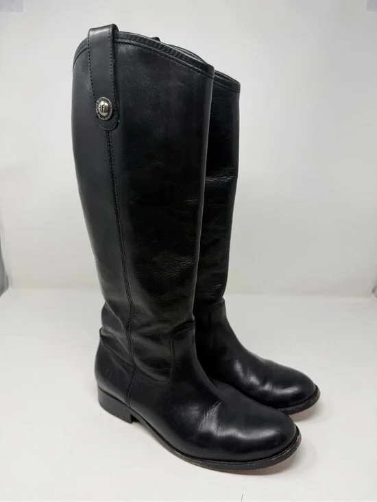 Frye Black Leather Over-The-Knee Riding Boots