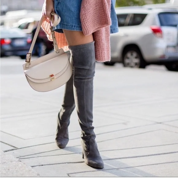 Stuart Weitzman Hiline OTK Boot In Slate Grey