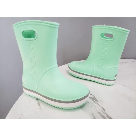 NEW GREEN SIZE 2 Crocs CROCBAND RELAXED FIT RAINBOOT RAIN BOOT‎ BOYS GIRL KIDS