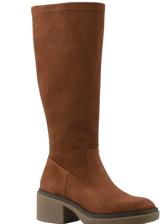 Women's Tall Brown Suede Block Heel Boot | Size 7