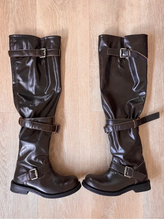 Over-the-Knee Riding Boots in Dark Brown