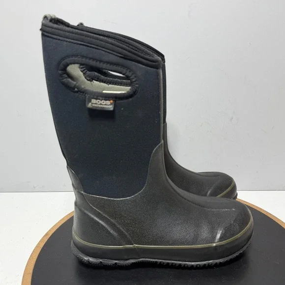 Bogs Classic High Waterproof Rain Snow Boots Kids Youth Size 4 Black Winter