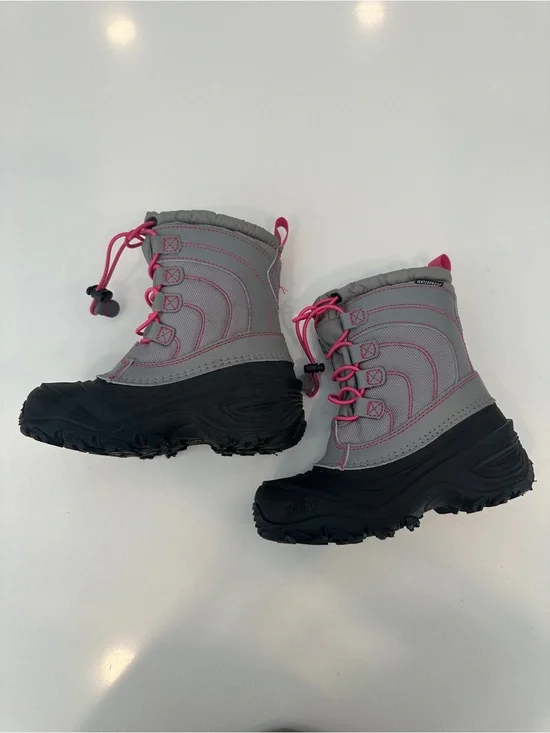 The North Face Gray and Pink Kids Winter Boots
