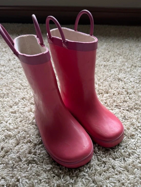 Kids Pink Pull-On Rain Boots