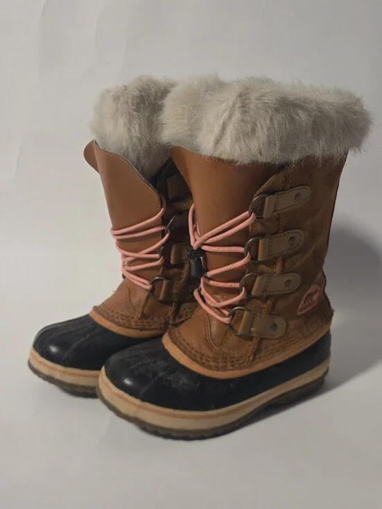 Sorel Kids Brown & Black Winter Snow Boots with Faux Fur Trim