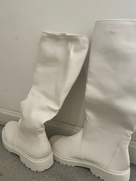 EGO White Over-the-Knee Chunky Sole Boots