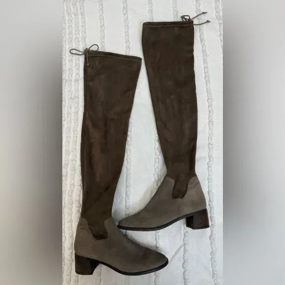Free People Coast to Coast Over the Knee Boots Taupe Brown Suede Women Size 10