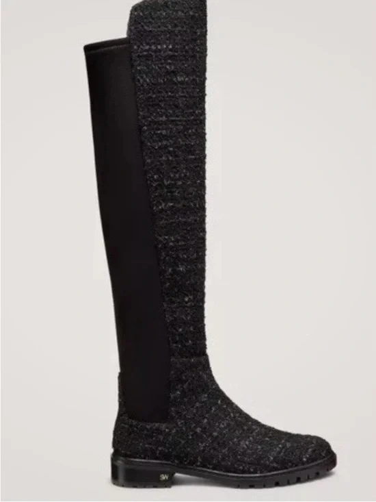 Stuart Weitzman City Boots Boucle and Leather