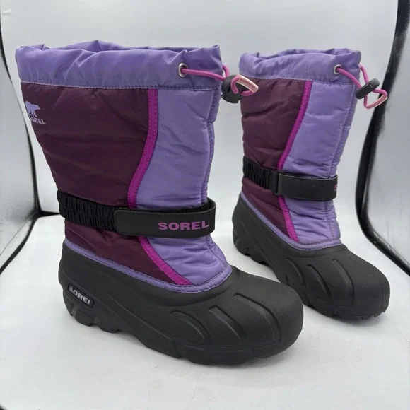 Sorel Boots Girls‎ Youth Size 5 Flurry Snow Purple Dahlia Paisley Insulated