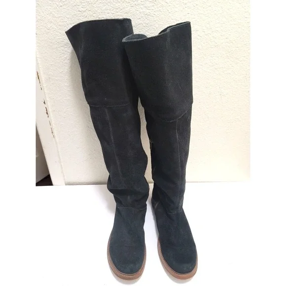 ZiGi Girl Over The Knee Boots Womens Black Suede Lace Up Back Side Zip Tall‎