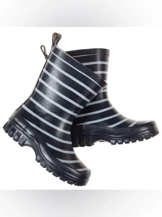 Polarn‎ O. Pyret Navy Stripe Rain Boots Kids Size 6 US / 22 EU