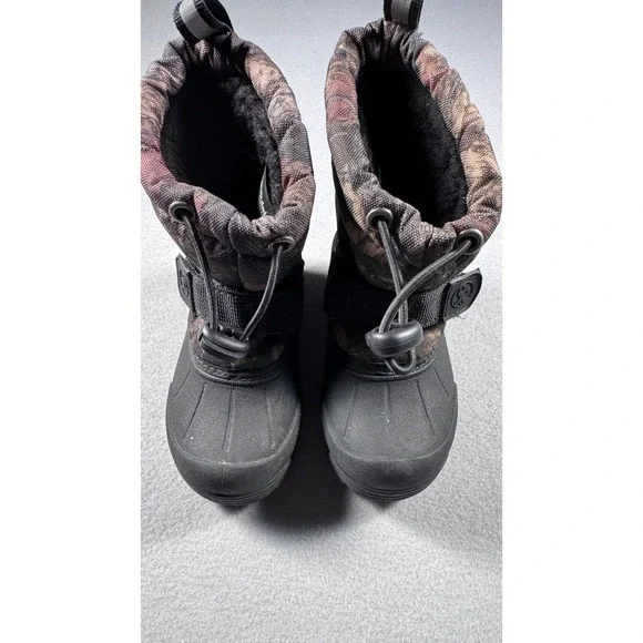 Kids Northside Camo Winter Snow Boots Black Brown Waterproof Shell Size 8