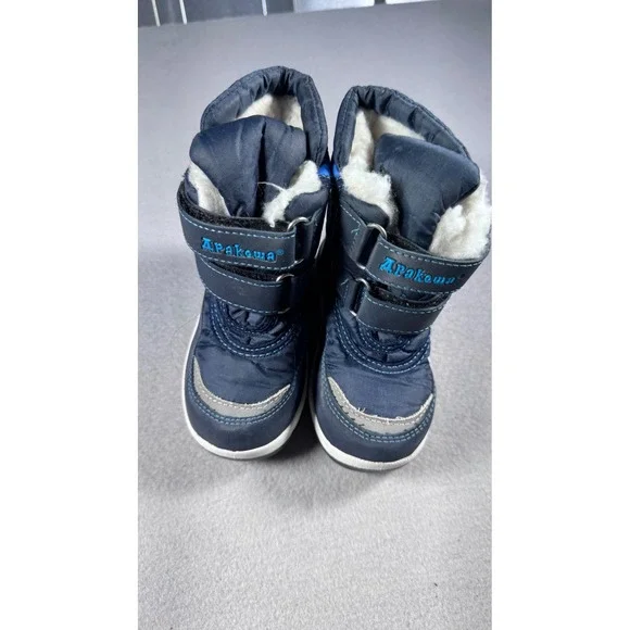 Apakowa Boys Navy Blue Winter Snow Boots Faux Fur Lined Size 23 EU