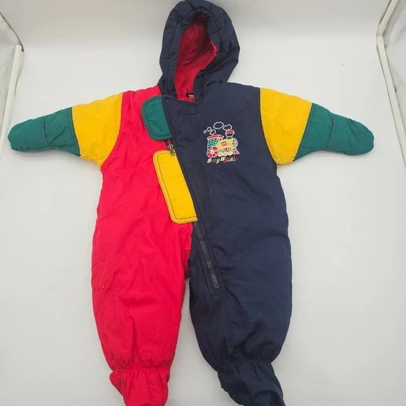 Vintage baby bgosh 6/9 month Baby  Snowsuit Retro vintage train multicolor