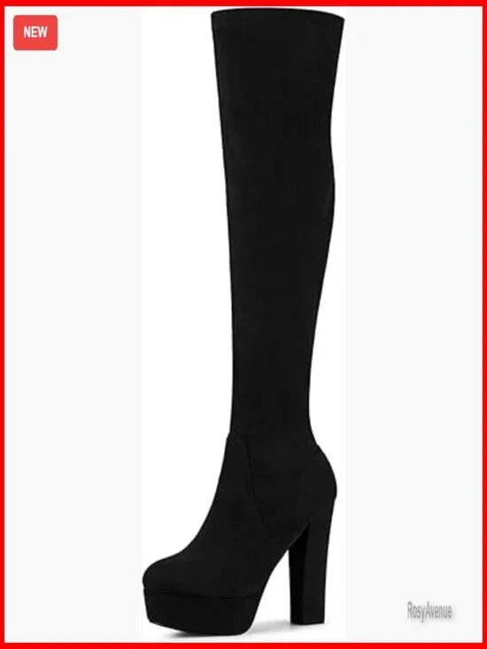 Platform Chunky Heel Over the Knee Thigh High Boots