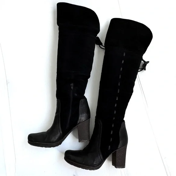 Naya suede leather Black Over the Knee Boots size 7