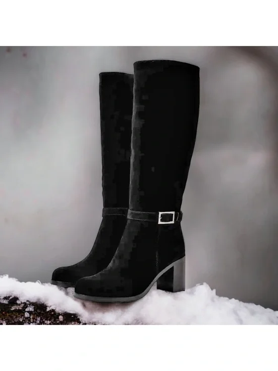 NWT La Canadienne Paul Buckled High Heel Boots, Black Size 7.5M New in Box