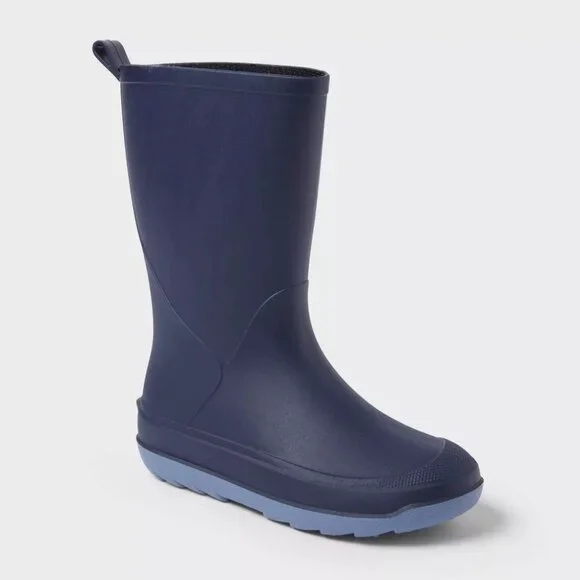 NEW Cat & Jack Kids' Andy Rain Boots - Navy Blue - Size 13