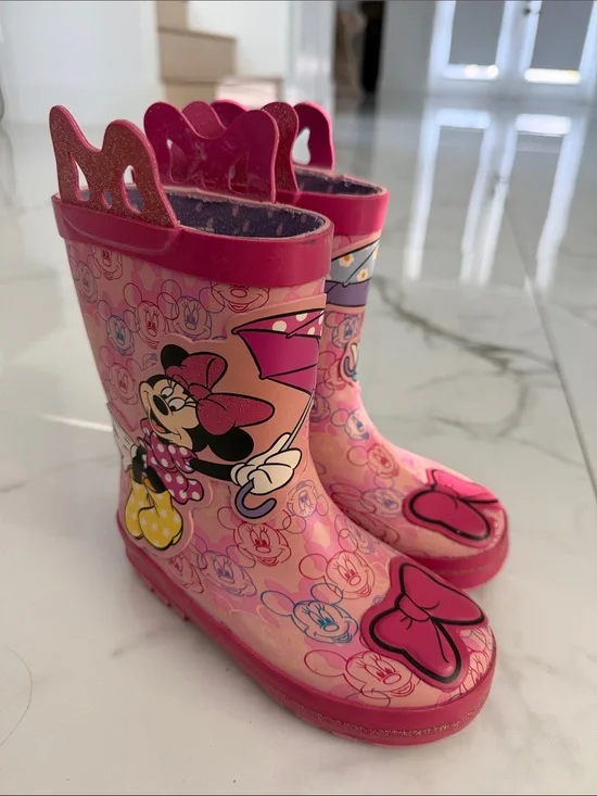 Minnie Mouse Pink Kids Rain Boots 9/10 toddler size @@@@@