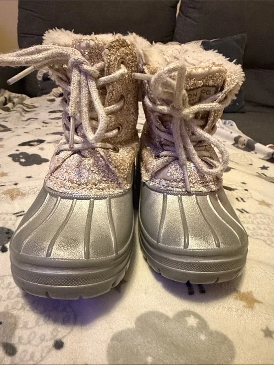 Kids London Fog Glitter Faux-Fur Winter Boots - Silver