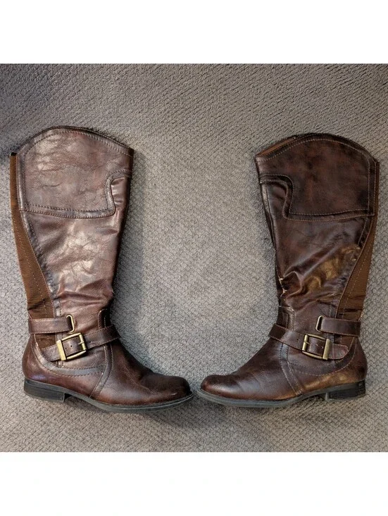 Baretraps Women's Brown Knee High Riding Boots Size 7.5M
