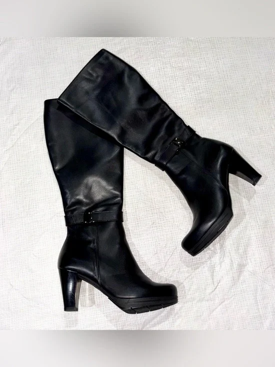 La Canadienne New Sz 6 M Black Knee High Heeled Platform Boots Canada