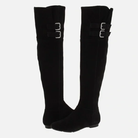 Ralph Lauren Black Suede Michelle over the Knee Boots Size 7.5