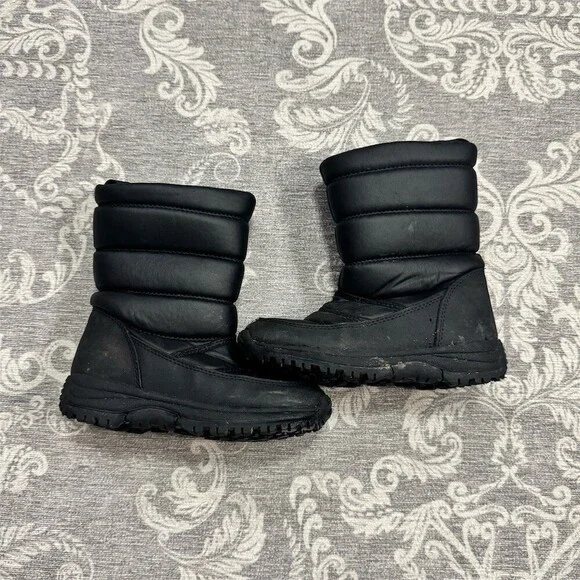Magellan Outdoors Youth Snow Boots Unisex Kids Black Side Zip Insulated