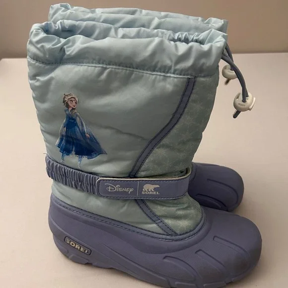Sorel Snow Boots Disney Frozen 2 Elsa Kids Size 5 Blue‎ Purple Waterproof Winter