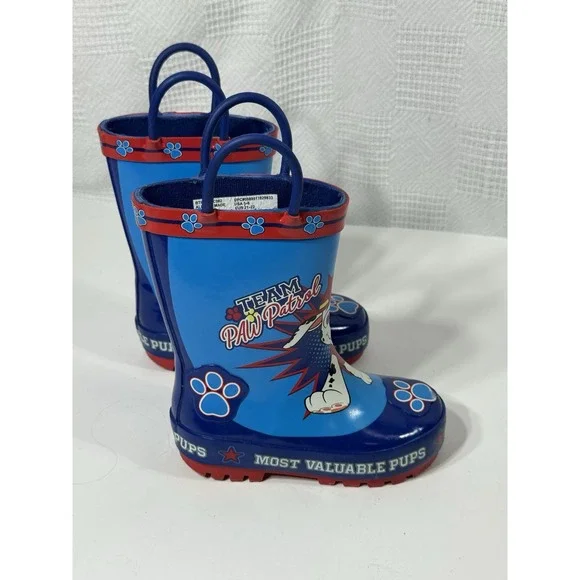 Paw Patrol Toddler Rain Boots Size 5-6 Blue‎ Red Rubber