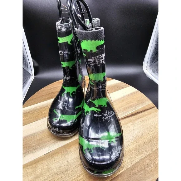 Childrens Light Up Dinosaur Pull On Rain‎ Boots Size 9/10