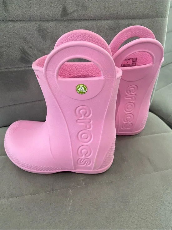Crocs Kids' Classic Handle Rain Boots - Pink