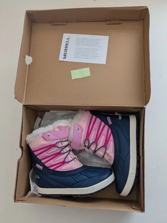 Merrell Snow Bank 5.0 Waterproof Boots - Girls - Pink and Navy - Size 1