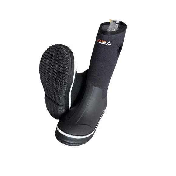 HISEA Kids Neoprene Rubber Rain Boots Black Waterproof Size US 1 NWT