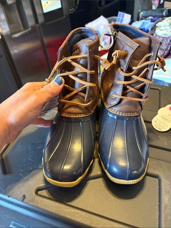 Sperry Kids Navy and Brown Duck Rain & Snow Boots