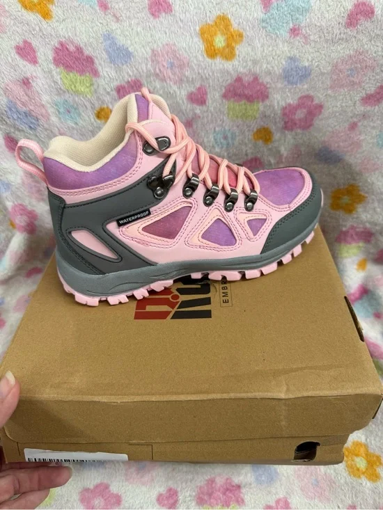 Kids Waterproof Pink & Gray Rain & Snow Boots