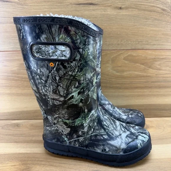 BOGS Rain Boot Plush Mossy Oak Camo Youth 3 Big Kids Faux Fur Lined Waterproof
