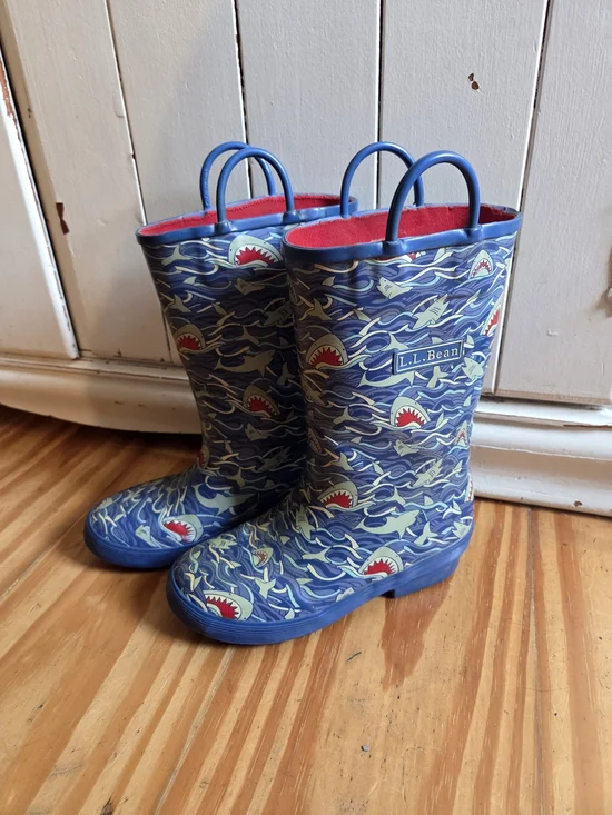 L.L. Bean Kids' Blue Shark Print Rain Boots