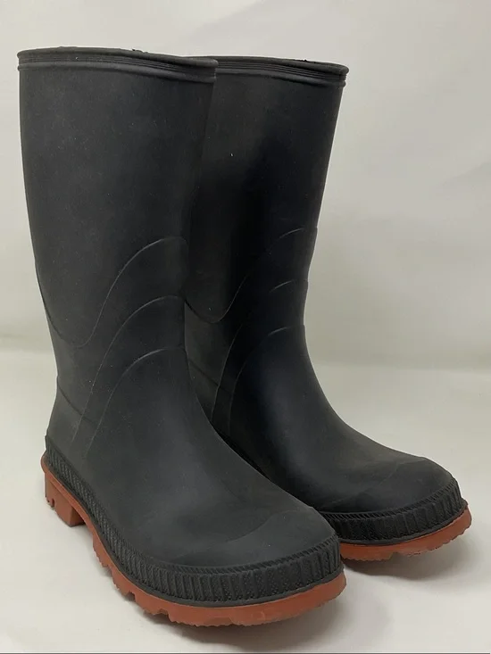 Kids Black Rubber Rain Boots with Brown Outsole Canada Size 3