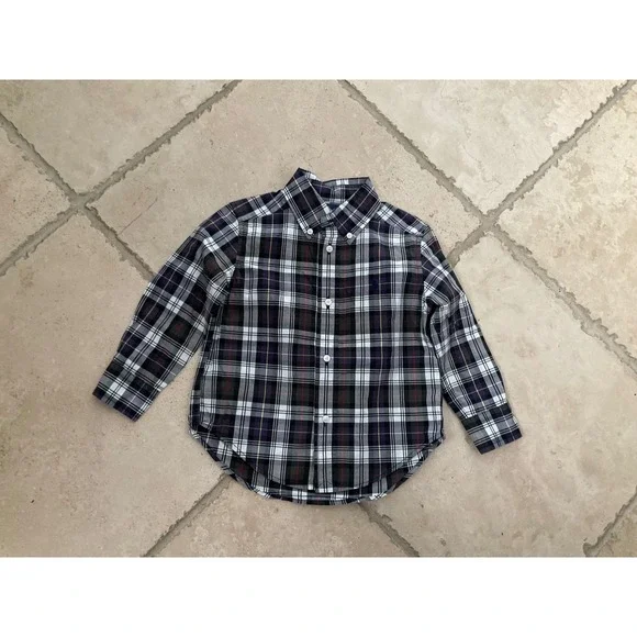 Ralph Lauren Polo Plaid Boys size 2T Button‎ Down Shirt Long Sleeve Cotton