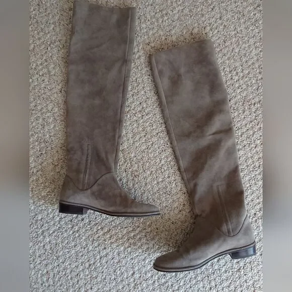Stuart Weitzman 5050 taupe suede leather overknee riding boots size 7.5