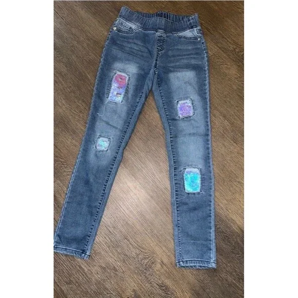 Justice Jeans Size 14 Sequin Cute Mid Rise Legging