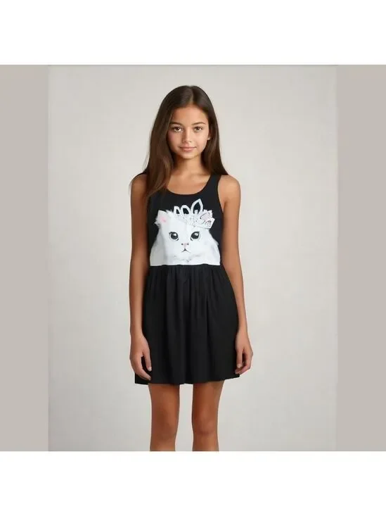 EUC Girl's 18 Justice Sleeveless Dress Cat Princess