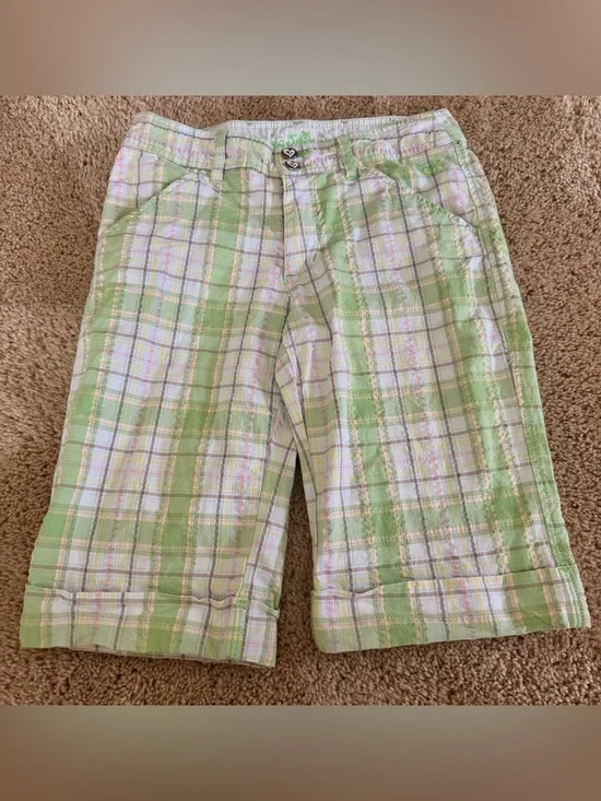 Justice Girls Plaid Bermuda Shorts Size 12 Y2K