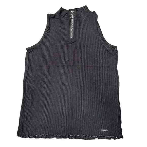 Justice Girls Tank Top Shirt Sleeveless High Collar Quarter Zip Ribbed 14 16